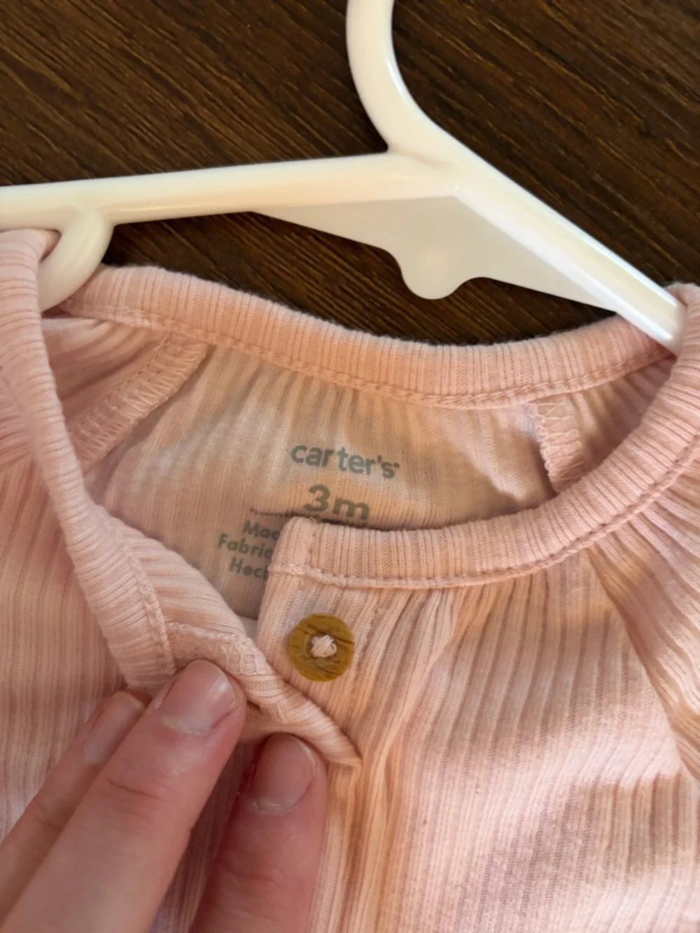 Carter's Light Pink Ribbed Button-Front Baby Top - Picture 2 of 5